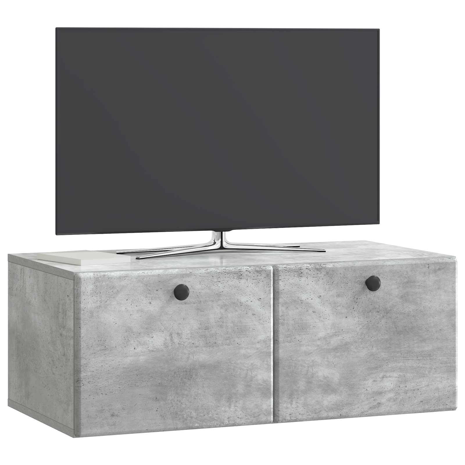 Wall Mounted TV Cabinet Betonowy Gray Floating Media Console with Storage Shelves for Living Room Bedroom Home Entertainment Center, 78.5 x 41 x 30 cm Engineered Wood, Heavy Duty up to 60 kg