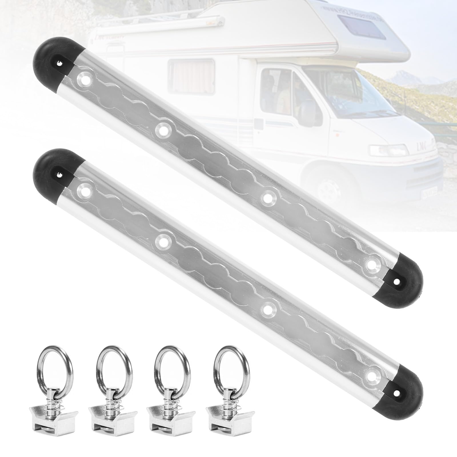 Set Di Binari Aerei In Alluminio Con Raccordi, Con 4 Occhielli Di Ancoraggio E 4 Tappi Terminali Binario Aereo Per Il Fissaggio Di Carichi Per Rimorchi Camion Camper Binario Di Ancoraggio Anodizzato