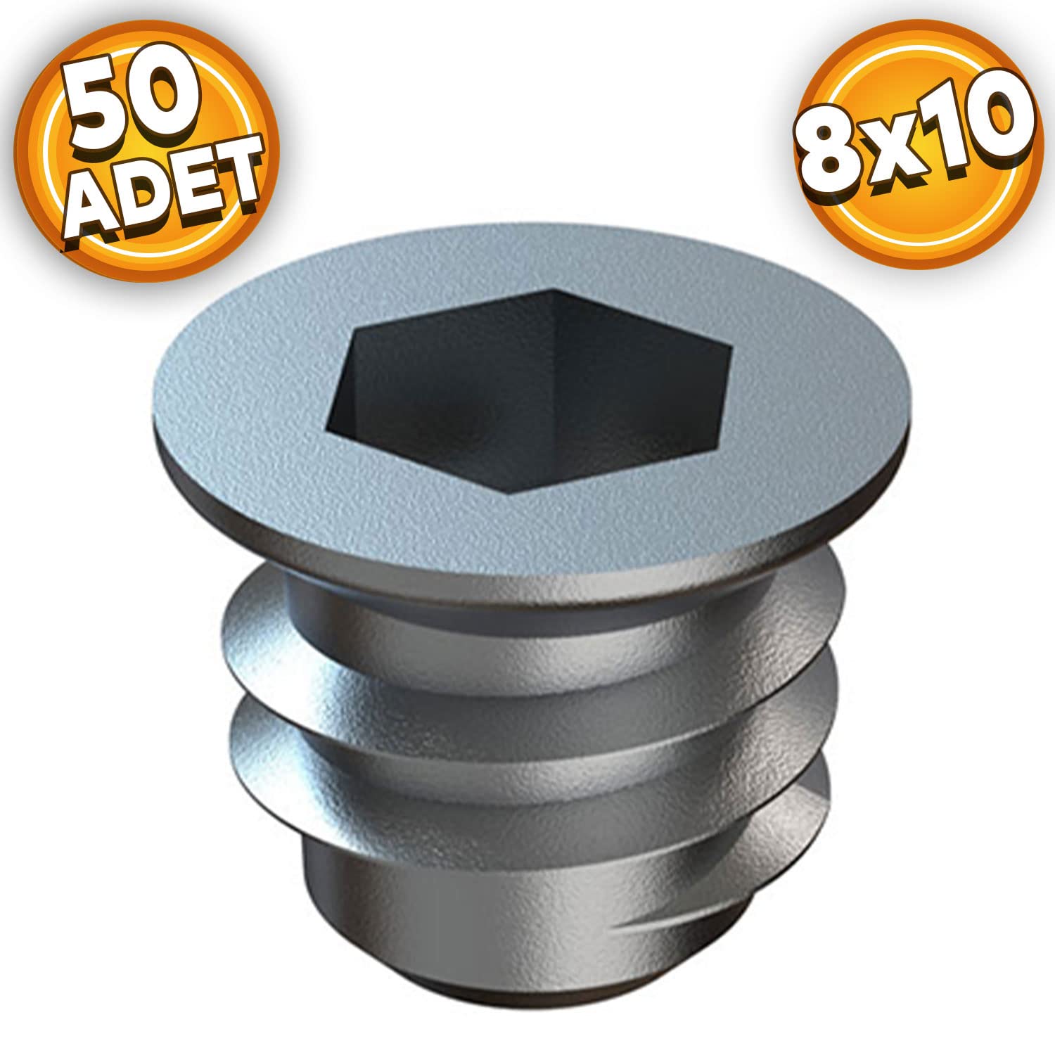 Badem10 Metal Dübel 8x10 M6 Çinko (50 ADET)