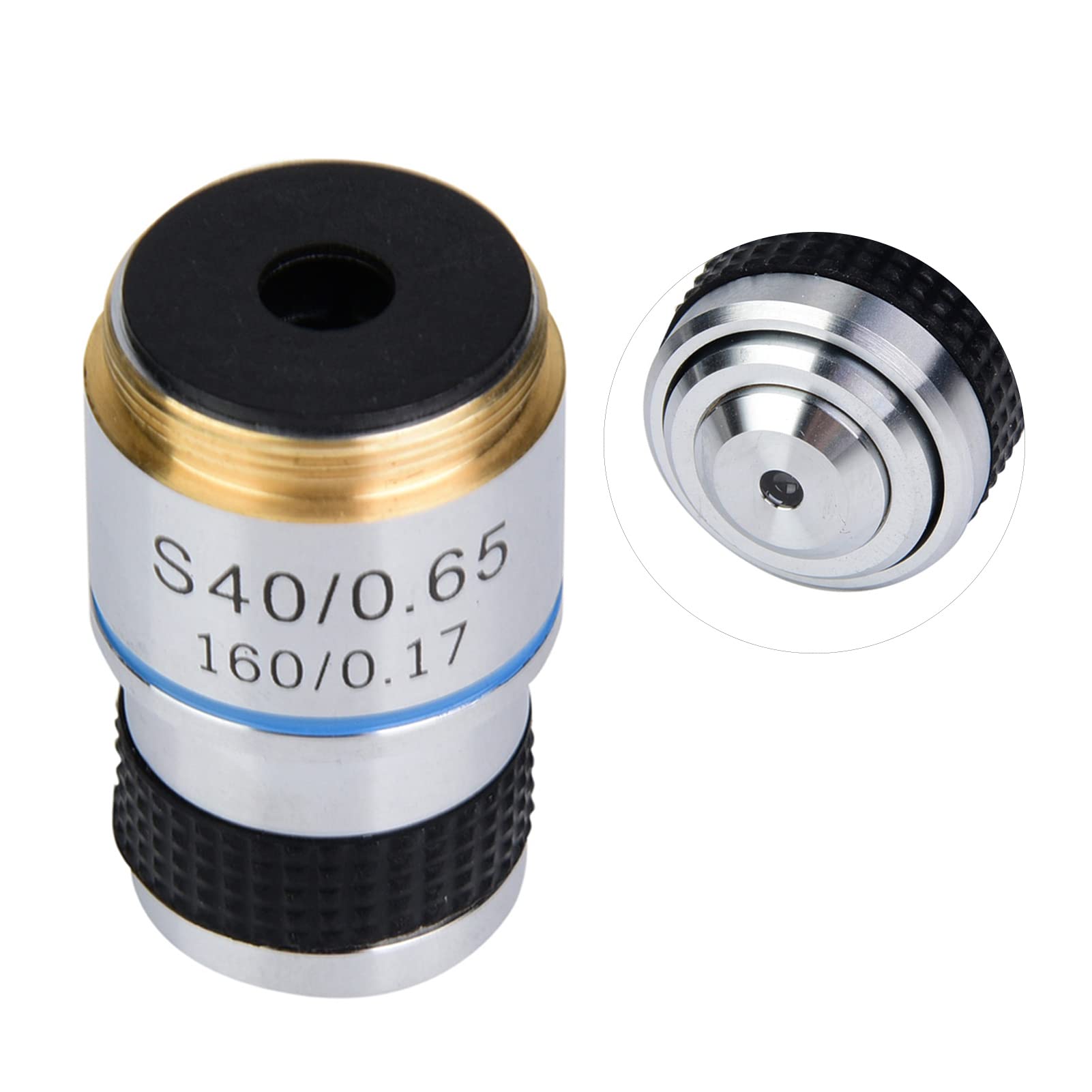 40X Achromatic Objective Lens, Aluminum Alloy Shell is machined, Stable and Sturdy for Long time use, Increase Contrast and Make Clearer Images, for Biological Microscope,