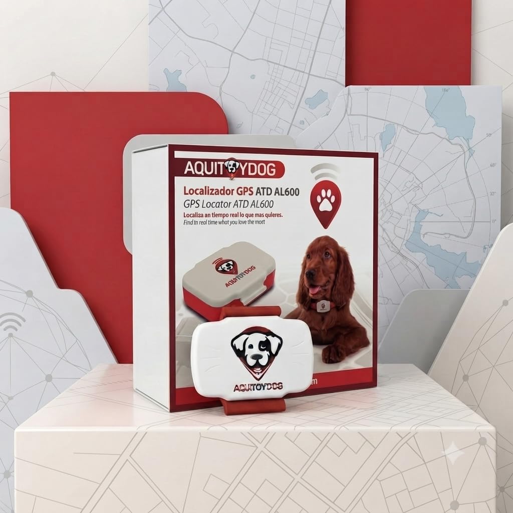 Localizador GPS ATD AL600 para Mascotas, rastreo en Tiempo Real Desde una App, monitorización de Actividad, Zonas seguras, alarmas sonoras y Luminosas.