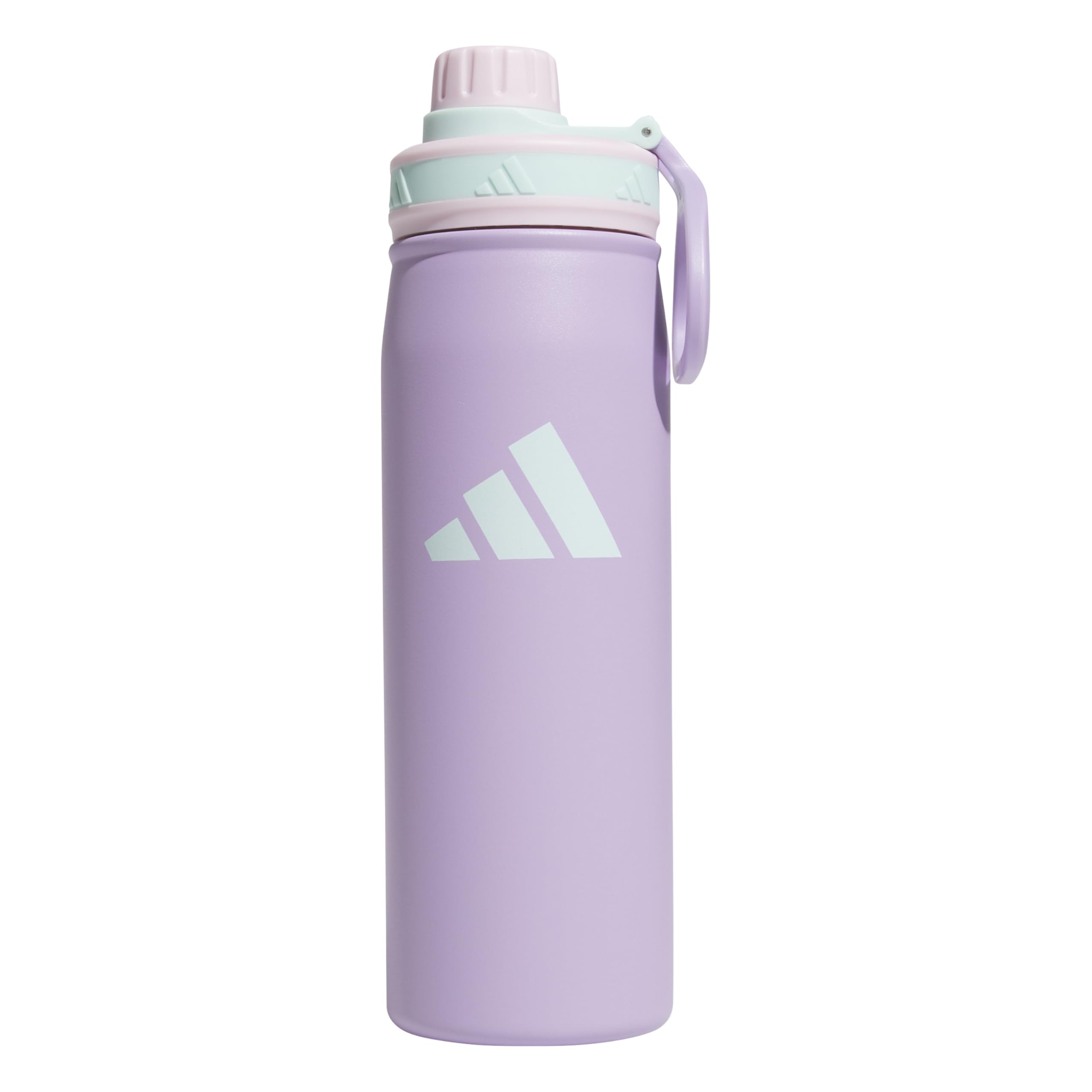 adidas 600 ML (20 oz) Metal Water Bottle, Hot/Cold Double-Walled Insulated 18/8 Stainless Steel Powder Plum Purple/Clear Pink/Semi Flash Aqua Blue 20 Ounces