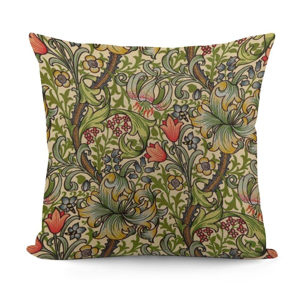 William Morris William Morris Greenery Forest Animals Pheasant Fox Blue Green Floral Decorative Throw Pillow Covers Cozy Soft Pillowcase Aesthetic Cushion Cover for Home Decor Sofa Living Roo