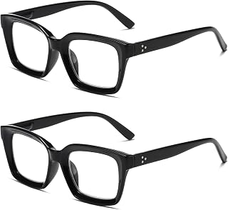 Hubeye Large Frame Reading Glasses Men and Women Retro Oversized Square Oprah Style Blue Light Blocking Computer Reader… Price In India