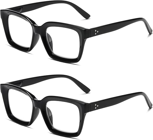 Hubeye Large Frame Reading Glasses Men and Women Retro Oversized Square Oprah Style Blue Light Blocking Computer Reader…