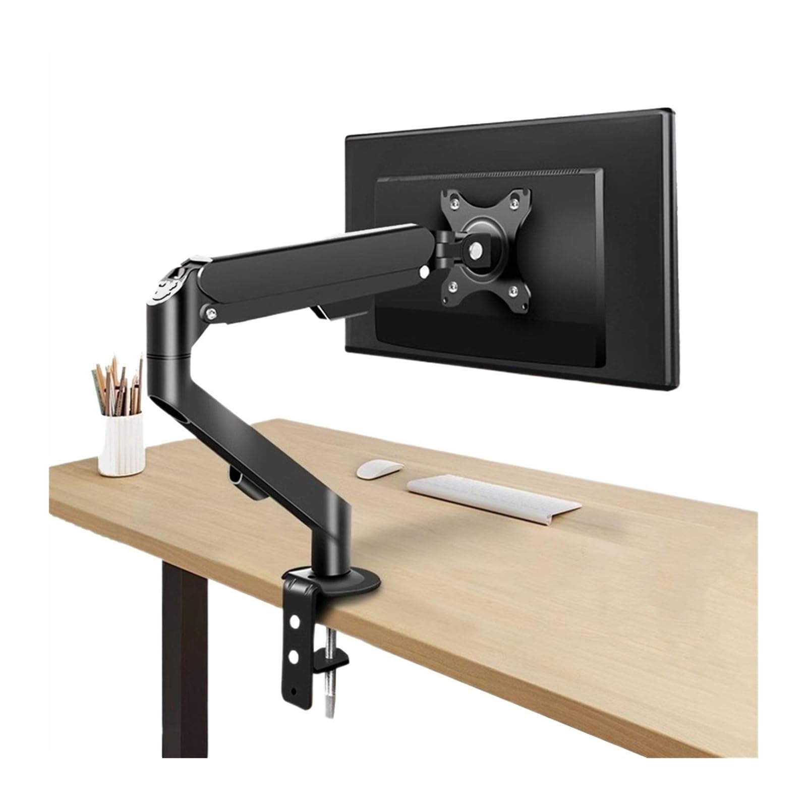 SaryEdge Monitor Arm Single Monitor Mount, Fully Adjustable Monitor Arm with Gas Spring, Single Monitor Desk Mount for 17-30 inch Screens, Holds 19.8lbs, VESA,