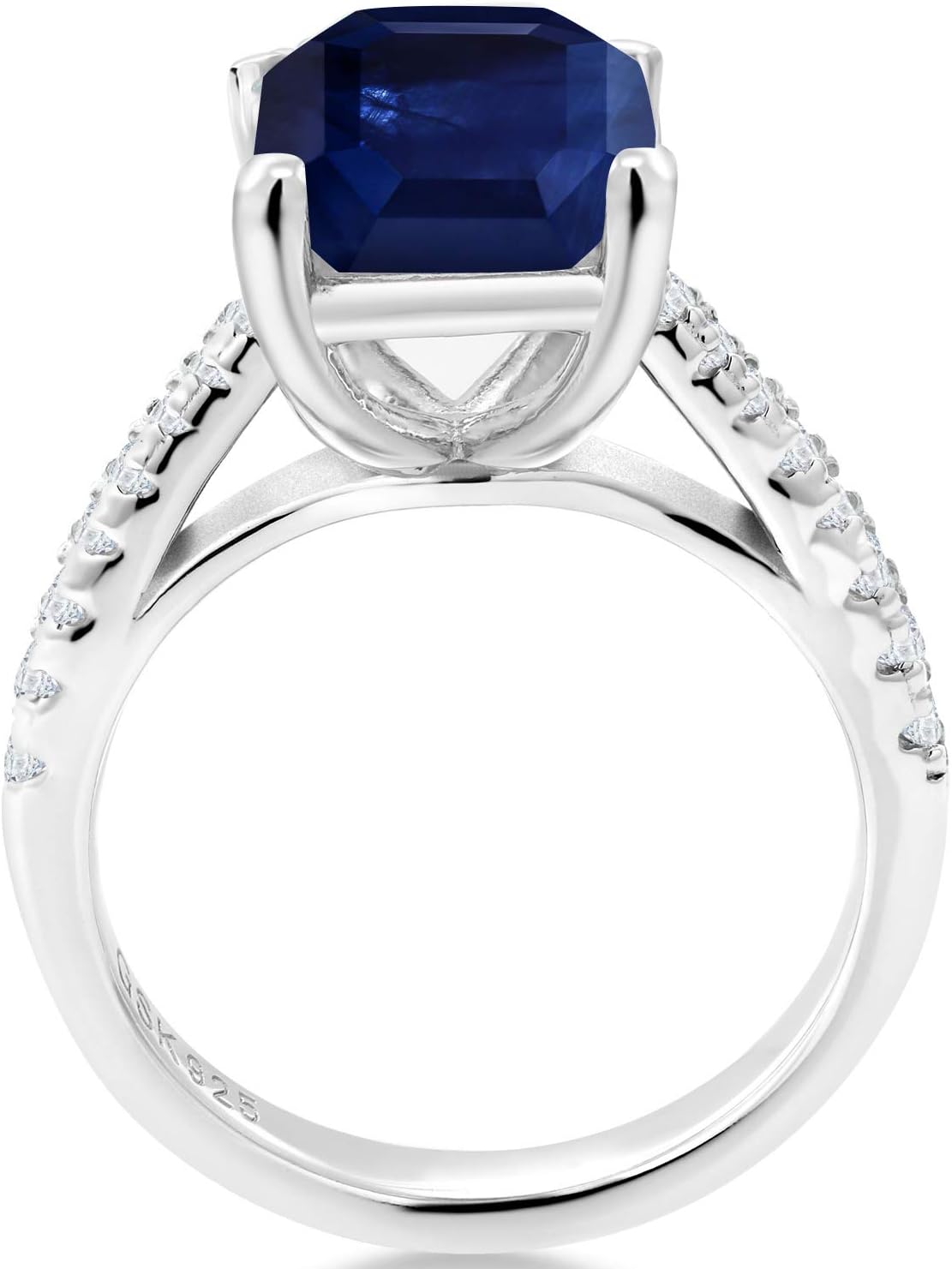2-5 Cttw Gemstone Birthstone and White Created Sapphire Ring For Women | 925 Sterling Silver | Emerald Cut 10X8MM | Fine Jewelry Gifts for Her Mom Women Wife | Available in Size 5,6,7,8,9