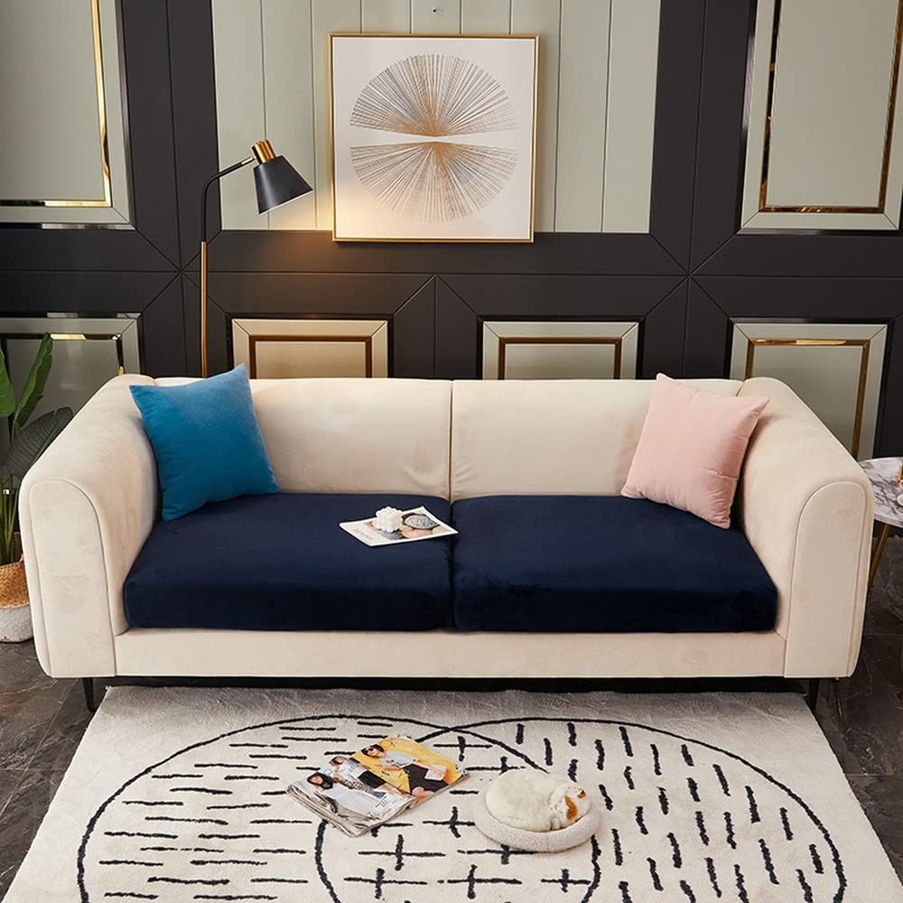Funda cojin sofa de felpa gruesa de terciopelo premium en forma de L