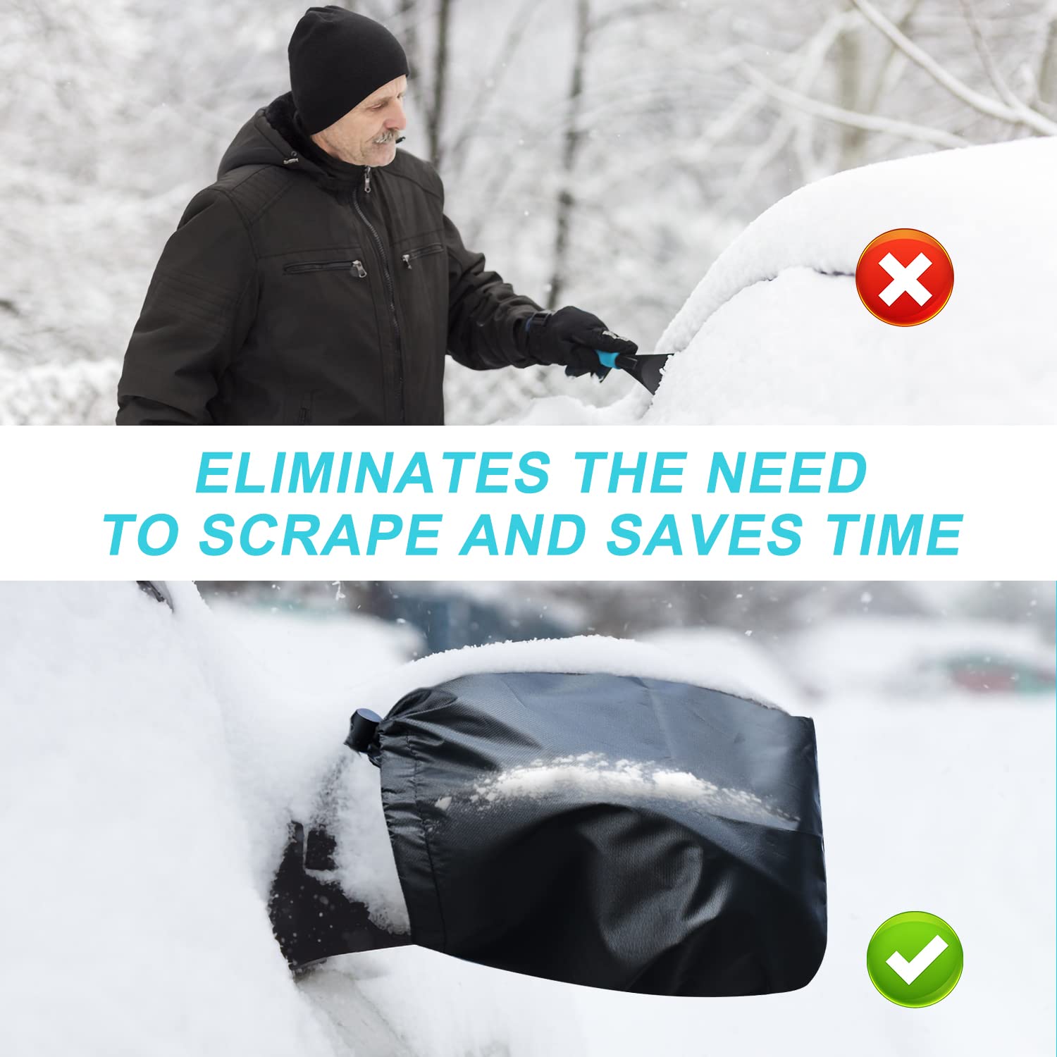 Car Windshield Snow Cover Compatible For Land Rover Range Rover Vogue 2018-2022, For 4 Layers Protection, For Ice And Snow, UV & Frost Wiper Mirror Protector Windproof Sunshade Cover Accessories - View #3