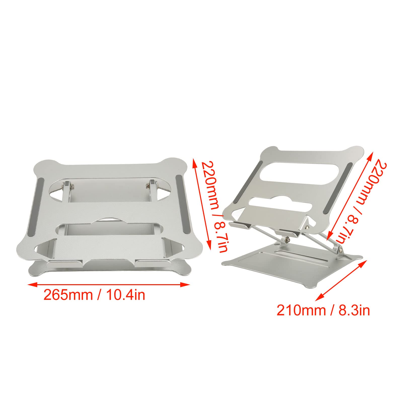 Supporto Per Laptop Portatile Argento, Angolo Regolabile, Design Pieghevole, Supporto di Raffreddamento in Lega di Alluminio con Cuscinetti in Silicone, Supporto Sollevabile Retrattile da Tavol