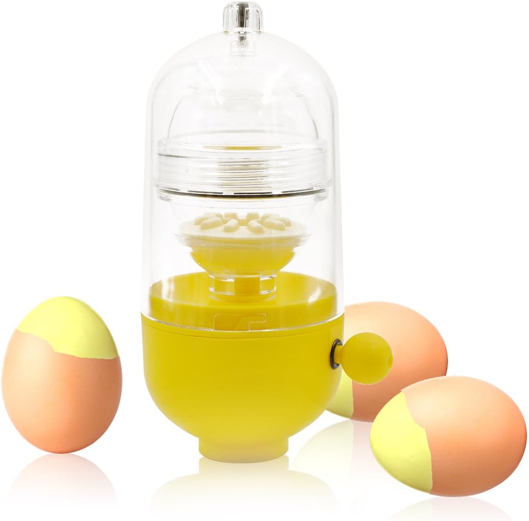 Egg Scrambler Shaker Whisk in Shell Hand Powered Golden Egg Maker - Mix and Scrambled Eggs Inside the Egg Shell - Scramble Egg Cracker Without Breaking