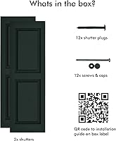 Vista 10 de Persianas de vinilo de panel elevado Pontiac Trail (1 par) 14.5"x31" - Negro Cosmos/Pintable Persianas de ventana exteriores Incluye hardware