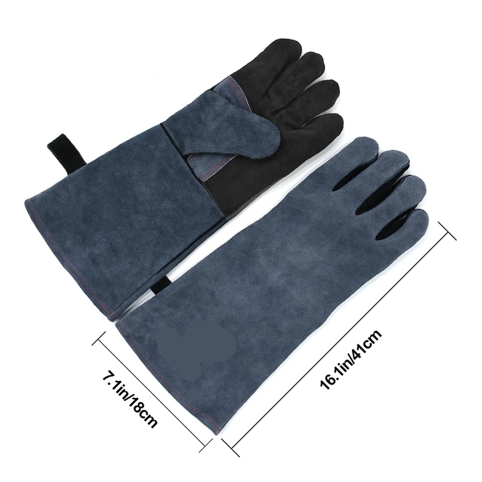 Guantes Soldador Guantes de soldadura 16 pulgadas for trabajos soldador, parrilla, barbacoa, estufa leña, horno, guante grueso cuero vaca resistente al calor, 1 par