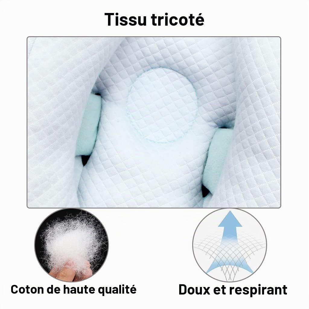 Oreiller de voyage 2 en 1 pour bébé, forme de banane, réglable pour bébé et nourrissons, support de cou et de tête, coussin de siège de voiture pour 3 à 12 mois, bleu