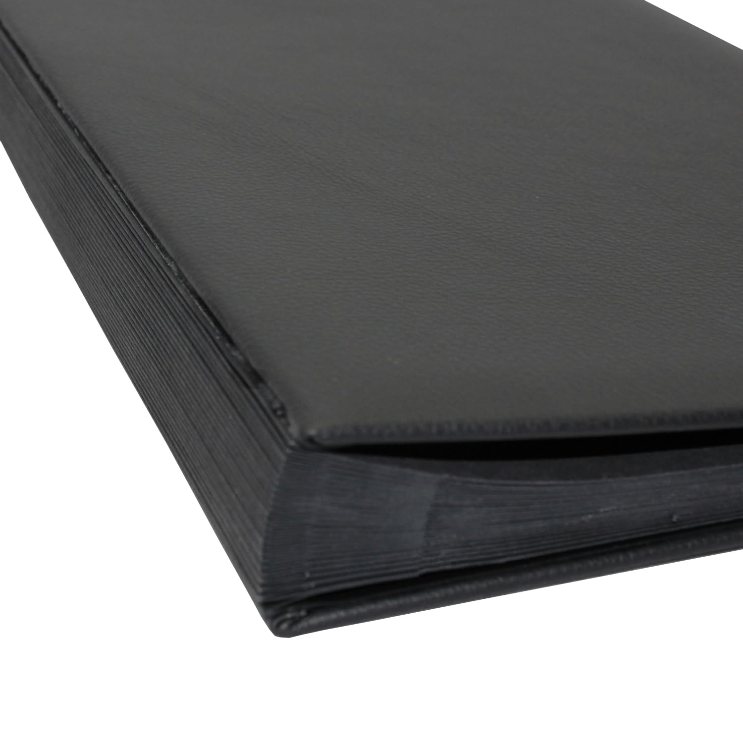 Raccoglitore con registro A-Z, in pelle bovina grana nera, adatto per DIN A4, copertina morbida con dorso elastico, divisori in cartone nero con fori di visualizzazione