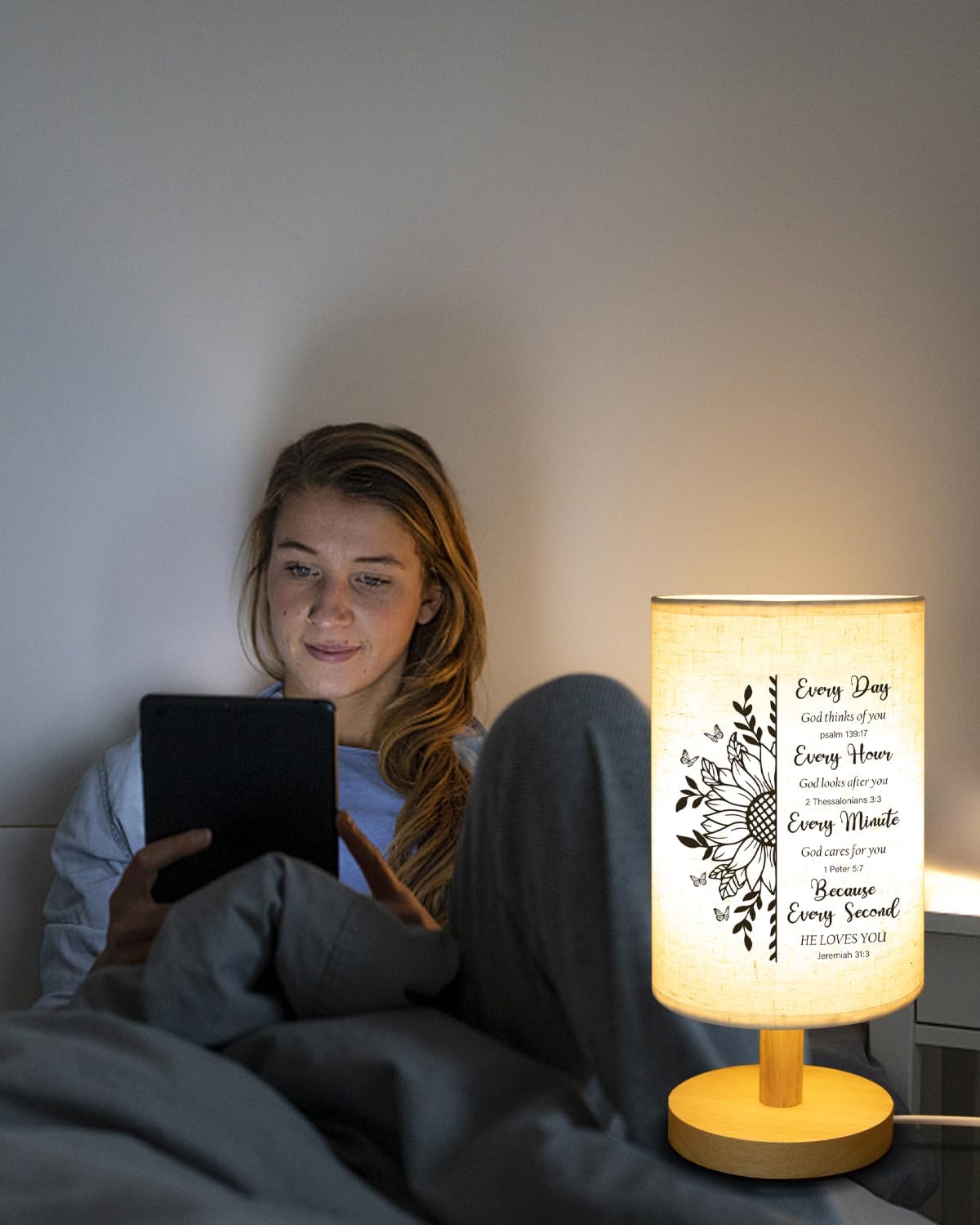 Christian Gifts for Women Table Lamp, Religious Christmas Gifts for Women with Bible Verse Prayer Inspirational Gift Fabric Lamp Spiritual Gifts for Woman, Friend - Image 2