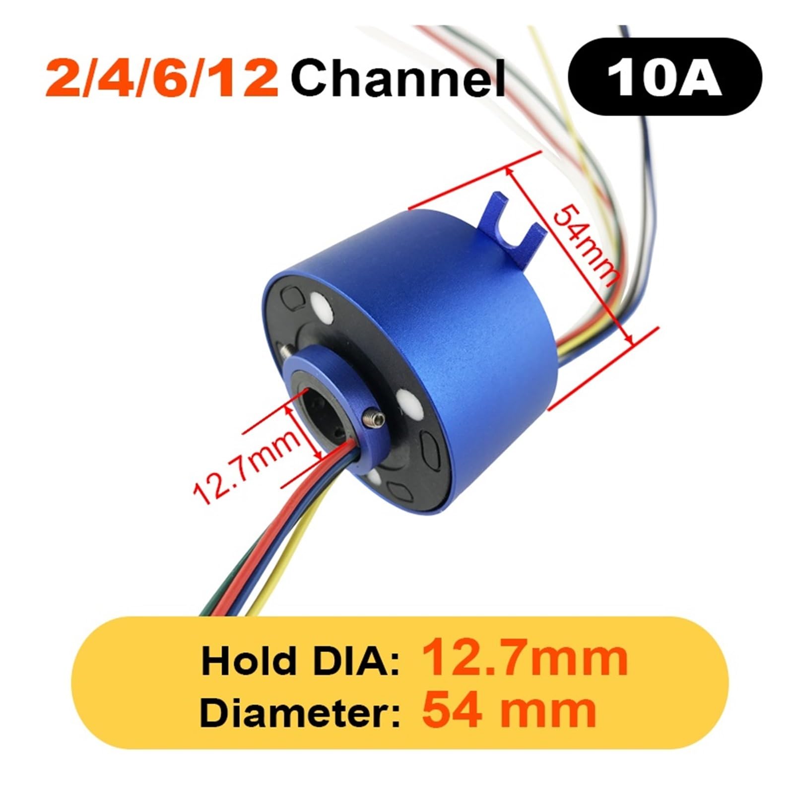 Drehdurchführungen mit Schleifringen Hohlwelle schleifring Loch Durchmesser 12,7mm 2/4 / 6/12 kanäle 10A OD 54mm automatische arm dreh sockel Schleifring(12 Channels)