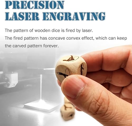 Miniatura 5 de Juego de 5 dados de madera para yoga, grabado con láser, diseño de silueta de yoga, dados rodantes de madera, regalo para mujeres yoguis