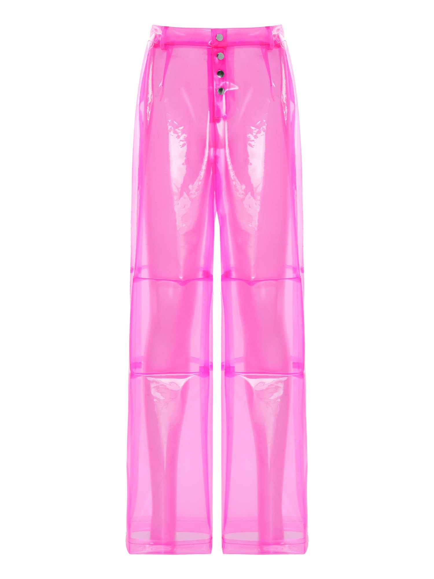 iiniim Pantalons en PVC Transparent pour Femme Vêtements pour Club Et Bar Vêtements Inférieurs Se Couvrir Pantalons en TPU Plastique Larges