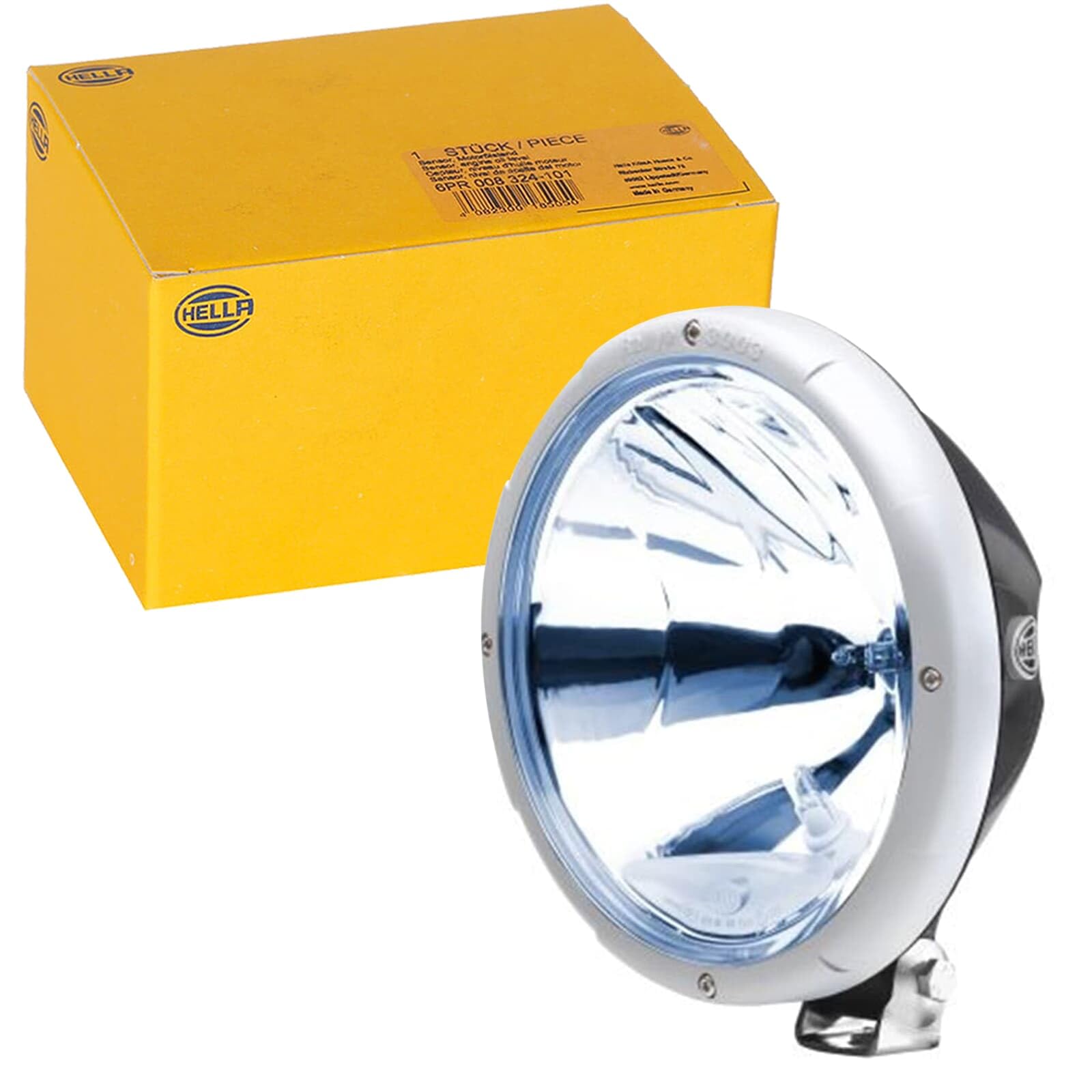 HELLA 1F8 009 797-031 Halogen/Halogen-Spotlight - Rallye 3003 - 12/24V - round - Reference number: 37.5 - Bolted - Clear diffusing lens - Lens Colour: Pale blue - left/right