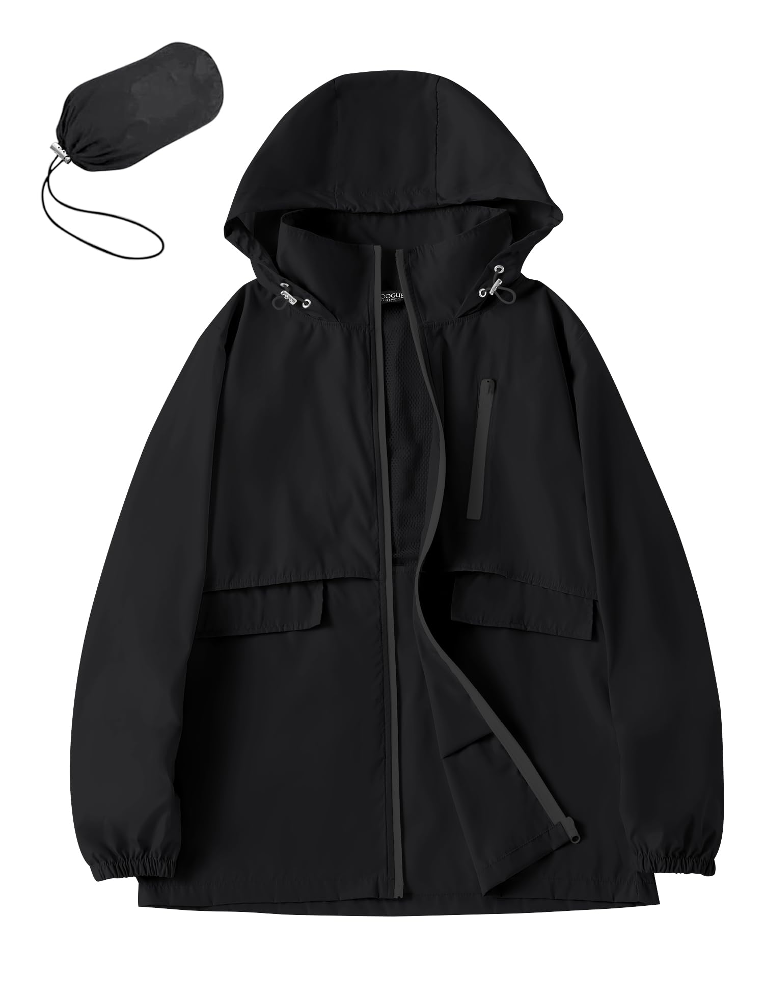 Avoogue Rain Jacket Women with Hooded Lightweight Waterproof Raincoats Packable Zipper Pockets Windbreakers