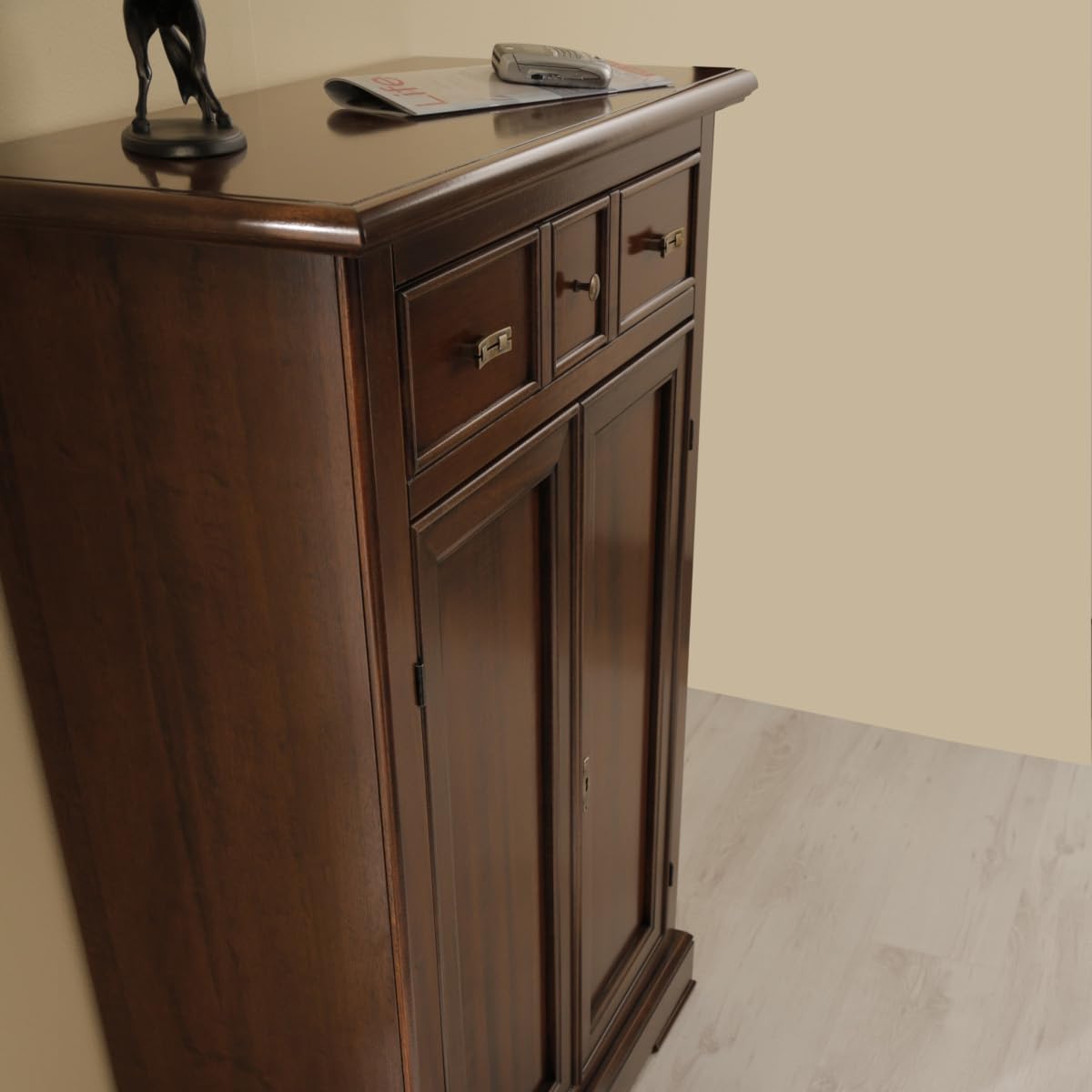 Scarpiera A Ribalta Smuxee Noce 60 Cm - 2 Cassetti Salvaspazio Per Ingresso Con Design Scanalato - 2