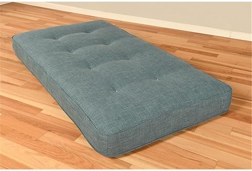 Miniatura 2 de Kodiak Furniture Colchón de resortes boho de 8 pulgadas tamaño individual para litera/día/nido, lino aguamarina, marco no incluido Lino Aqua,Piedra