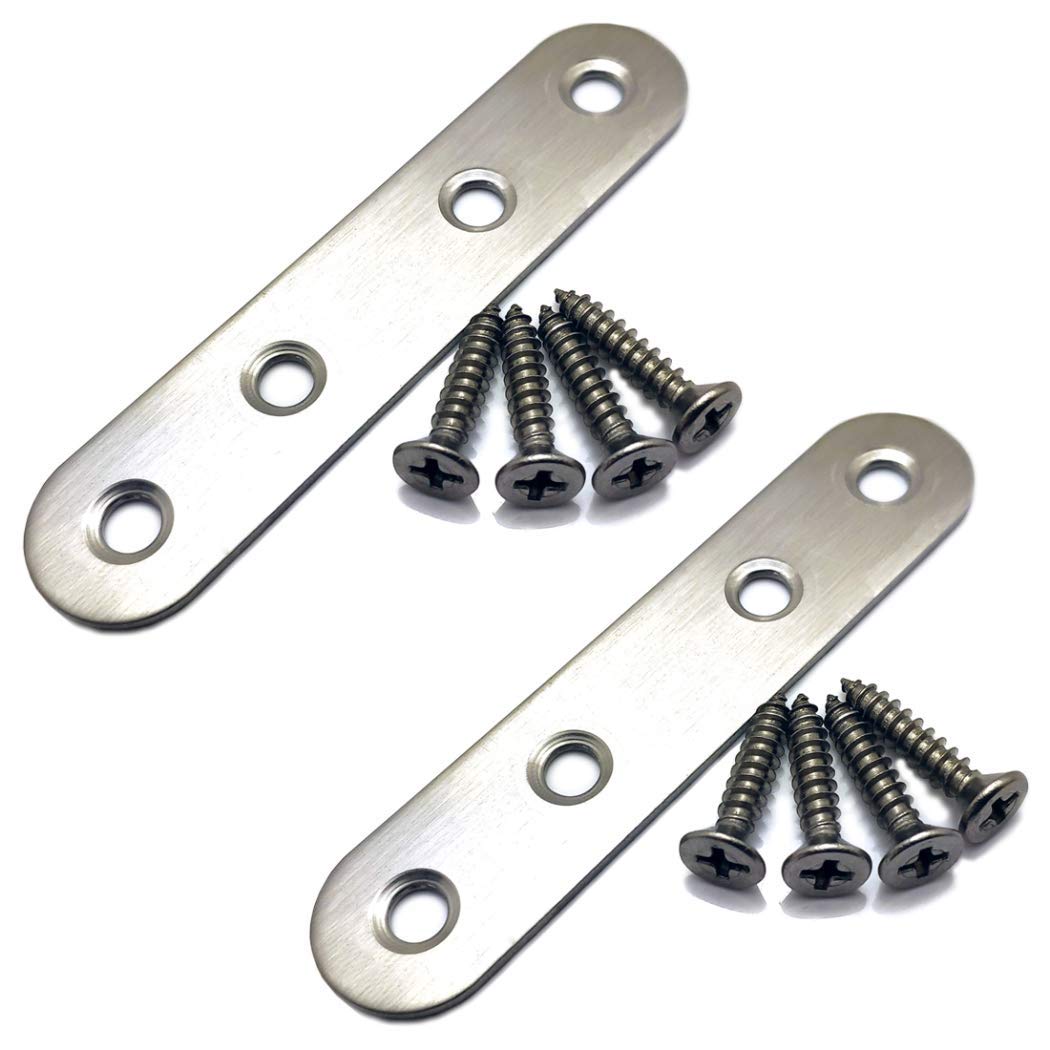 Ktdzone 80 by 17 MM Stainless Steel Flat Mending Repair Plate Bracket Connector with Screws 2Sets
