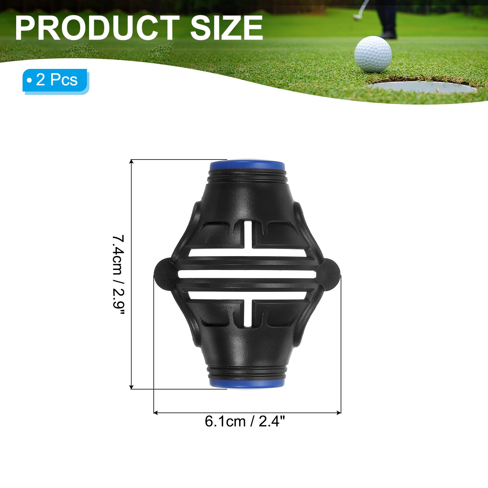 PATIKIL 2 Pz Golf Ball Marker Stencil 360 Gradi Triple Track Golf Ball Alignment Marking Tool Line Drawing Marker per Uomini Donne, Nero/Blu