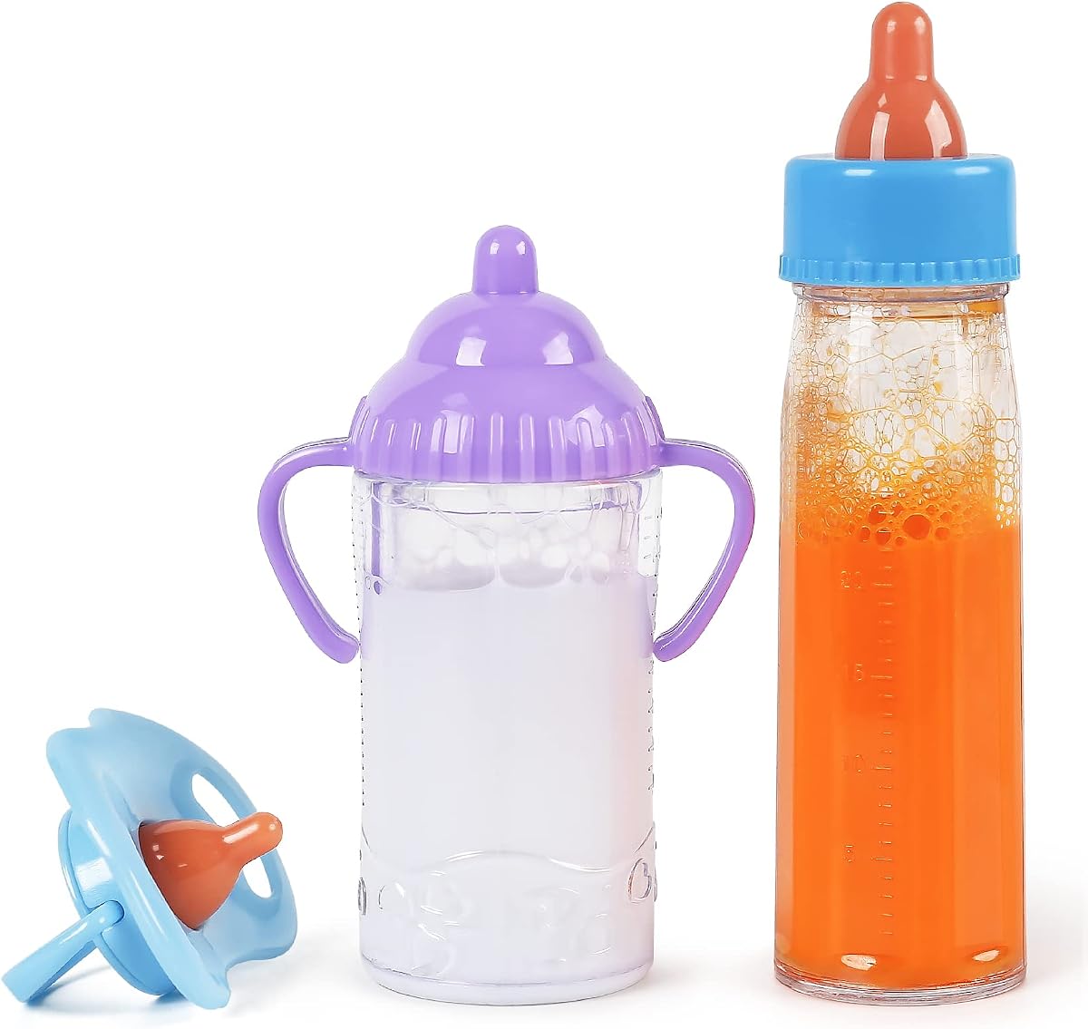 Vollence Biberones Mágicos para Muñecas, Leche y Jugo que Desaparecen de Muñecas Mágicas, Accesorios para Muñecas, Juguetes, Juego de Alimentación para Muñecas