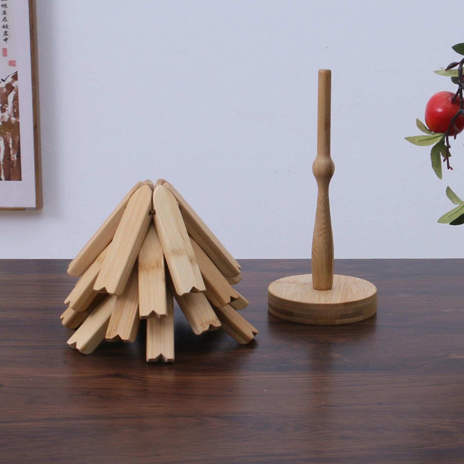 3 sottopentola in legno, sottopentola pieghevole, set di sottopentola ad albero, presina for teiera, ornamenti multifunzionali e facili da riporre, perfetti for piatti caldi, ciotole for sottopentola