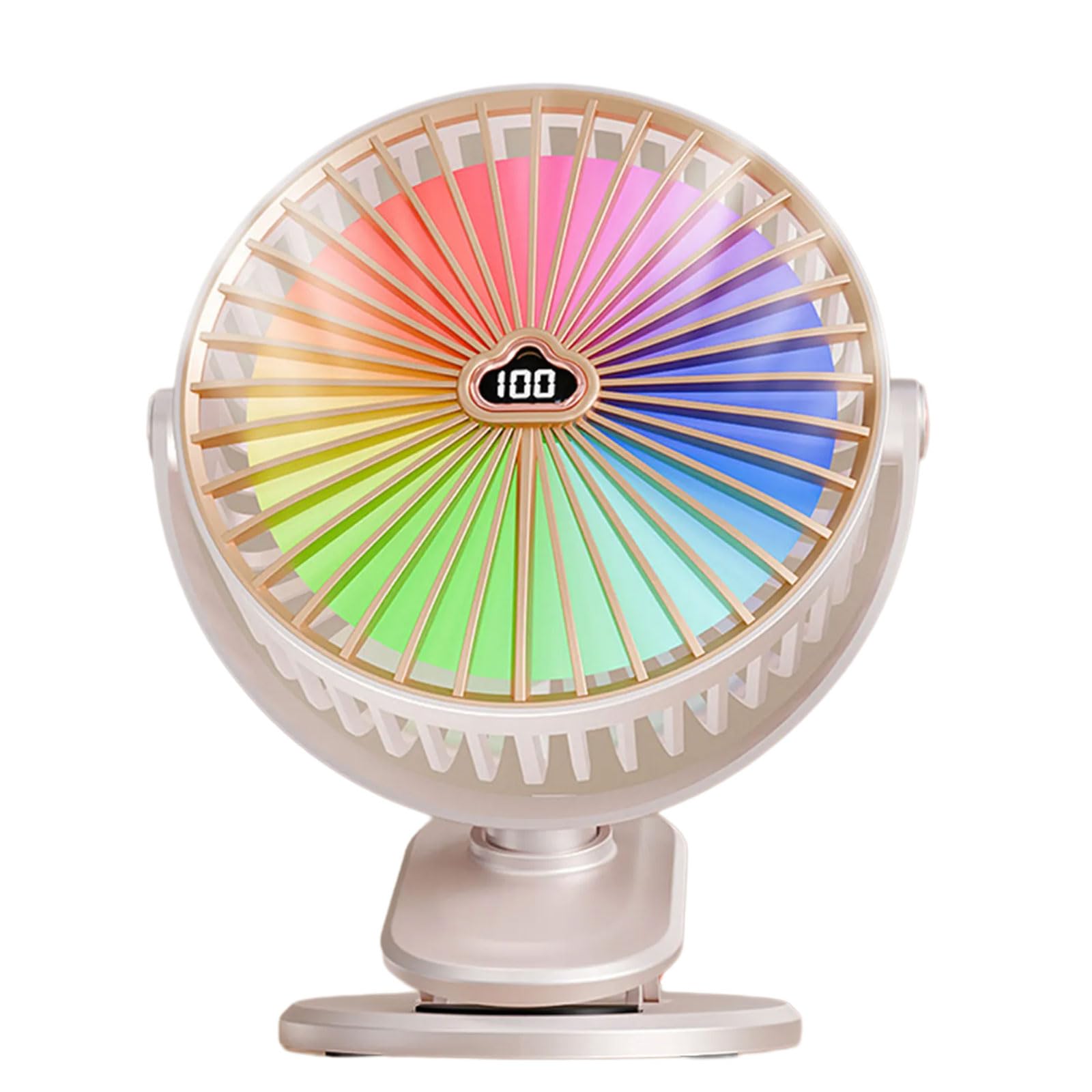 FROMCEO Flexible USB Power Fan 100 Wind Speeds with Night Light for Camping Offices Quiet Operations Offices Table Clip Fan