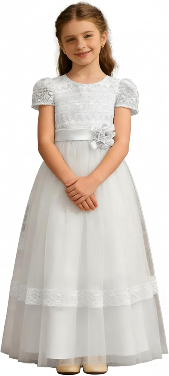 Vintage Lace Flower Girl Dress for Wedding Girls A -Line First Communion Dresses