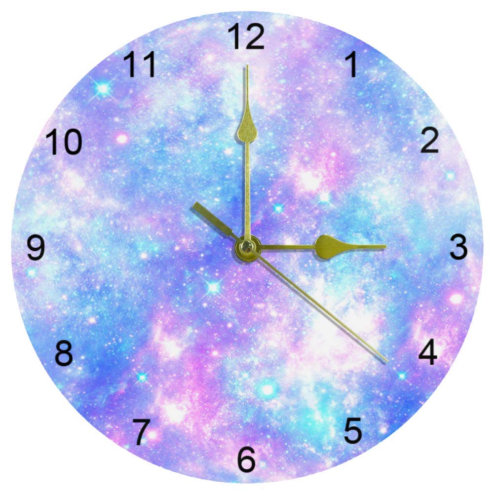 Horloge murale ronde à quartz bicolore rose bleu pour décorer une chambre ou une cuisine
