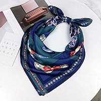 Vista 70 de Conjunto de bufanda de poliéster de gasa cuadrada de satén suave y grande para mujer, cuello de cabeza, multiuso, colores sólidos disponibles Azul