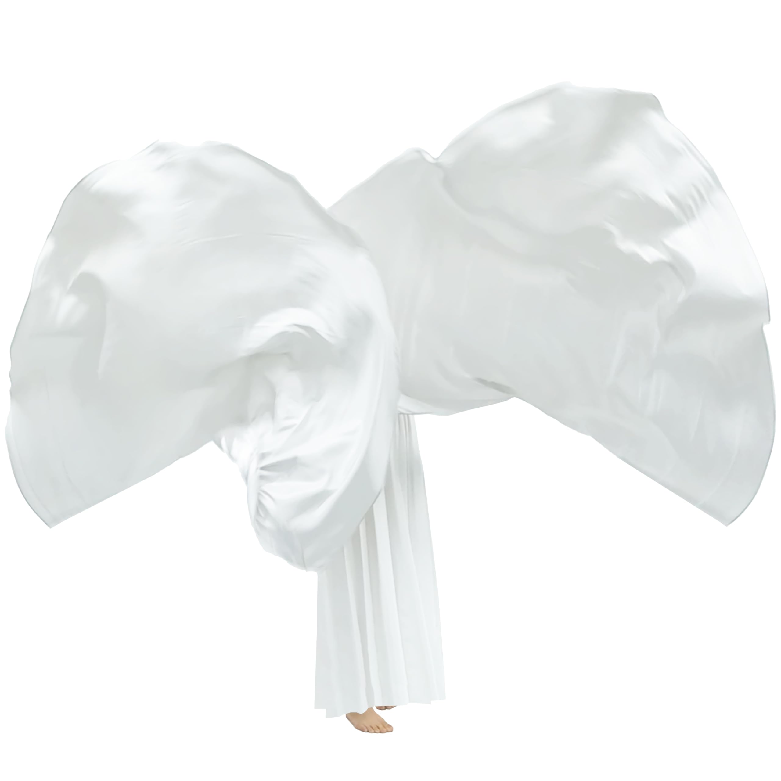 Wuchieal 74" x 55" Large soft semicircle Worship Flags, satin semicircle Banner Praise Flag with Scalable Rods 1 pairs (White)