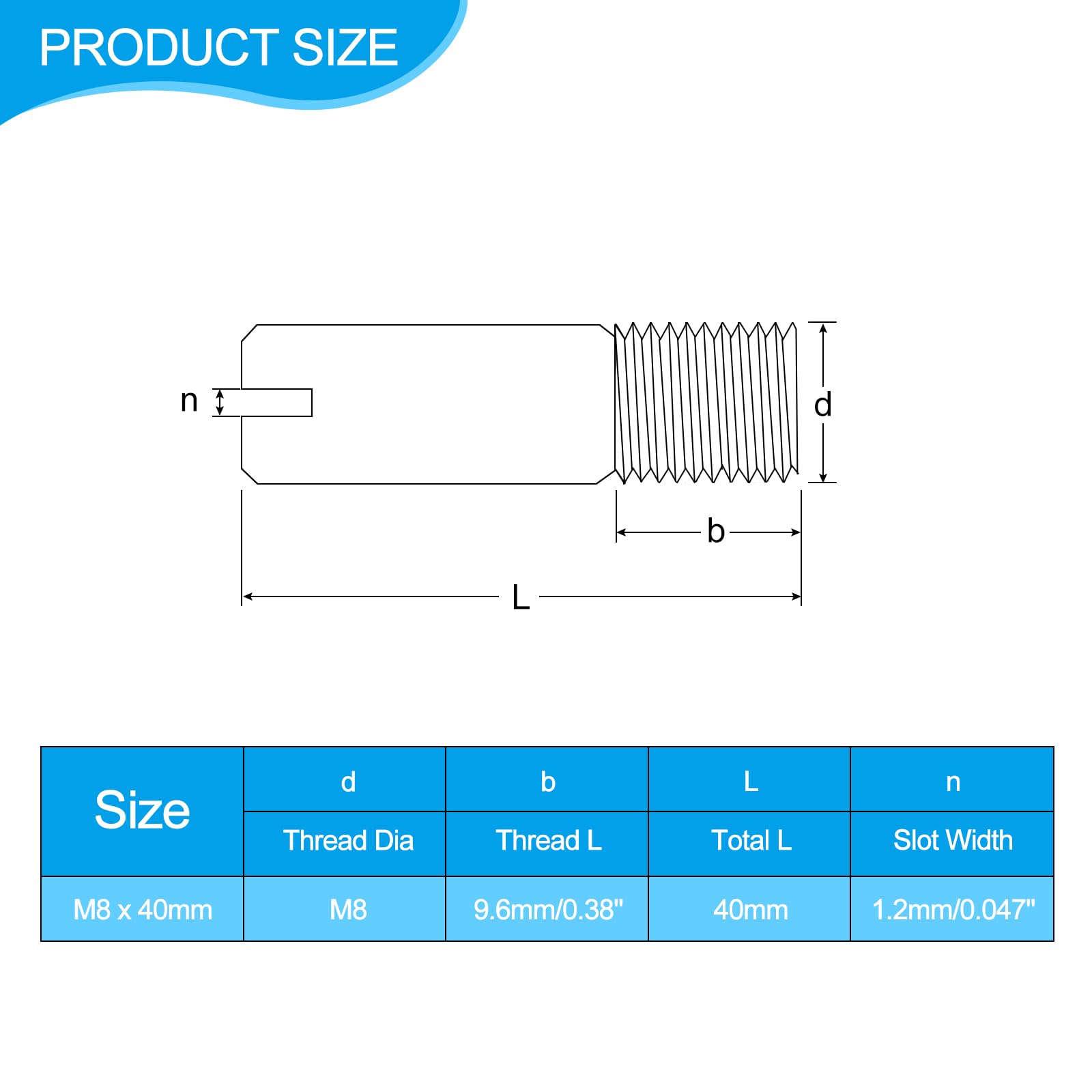 QUARKZMAN 8Pcs M8 x 40mm Spinotto Cilindrico Scanalato 304 Acciaio Inossidabile Filettatura Esterna Spinotto Di Posizionamento per Mobili Armadi