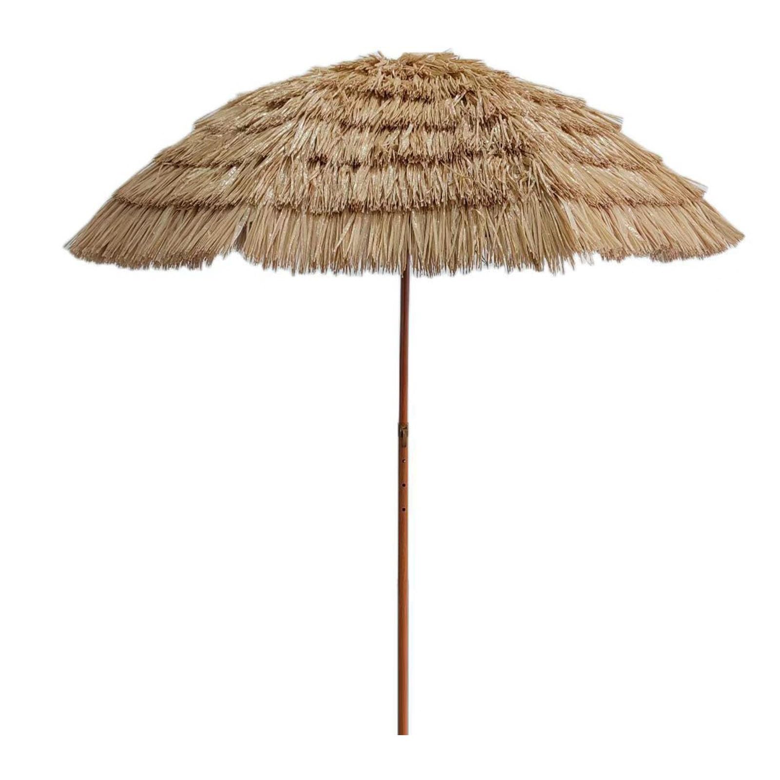 ACHZYFT Artificial Thatch Patio Umbrella, Tilt Adjustable Tiki Beach Parasol, UV & Water Resistant Straw Thatched Sun Shade, Hawaiian Style Outdoor Umbrella For Garden Poolside Backyard(160CM)