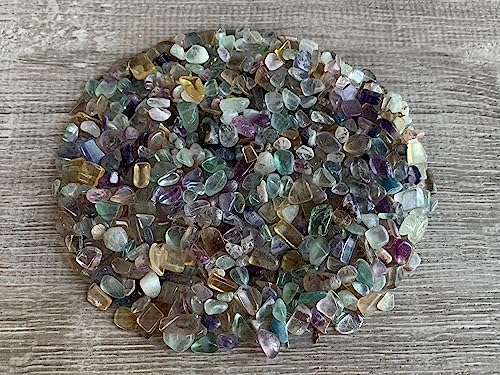Rainbow Fluorite Chips – Natural Mini Rainbow Fluorite Stones, Crushed Undrilled Rainbow Fluorite, Semi-Tumbled Genuine Rainbow Fluorite (1 lb Bulk)