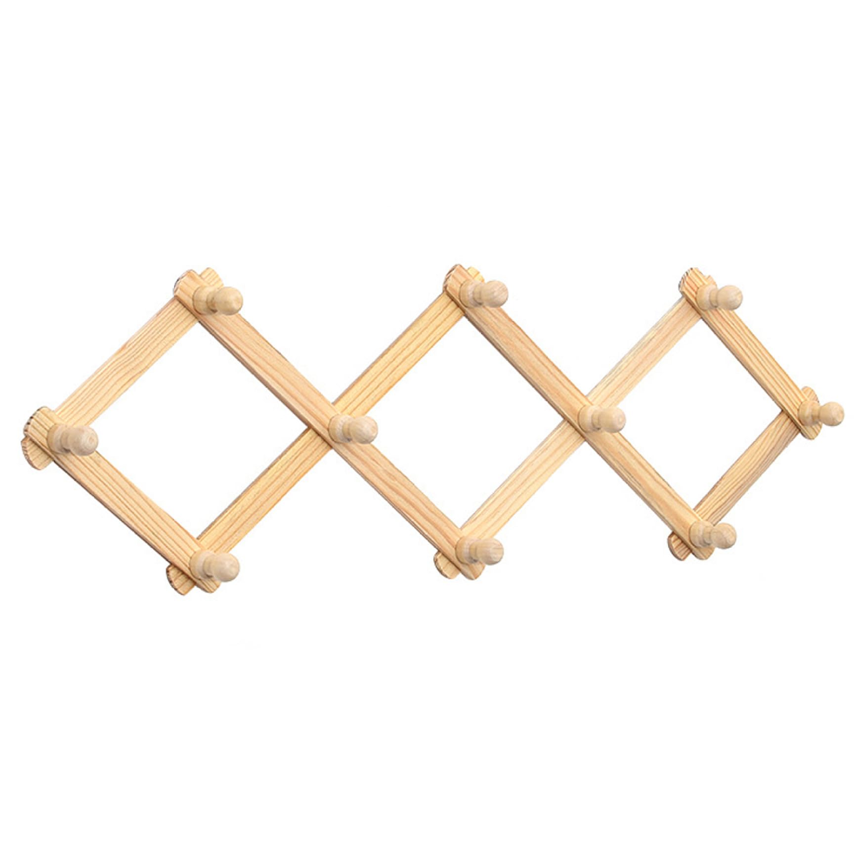 Expandable Wooden Accordion Wall Hanger Coat Rack – Adjustable Length Hat Rack Space Saving Organizer for Purse Bag Jacket