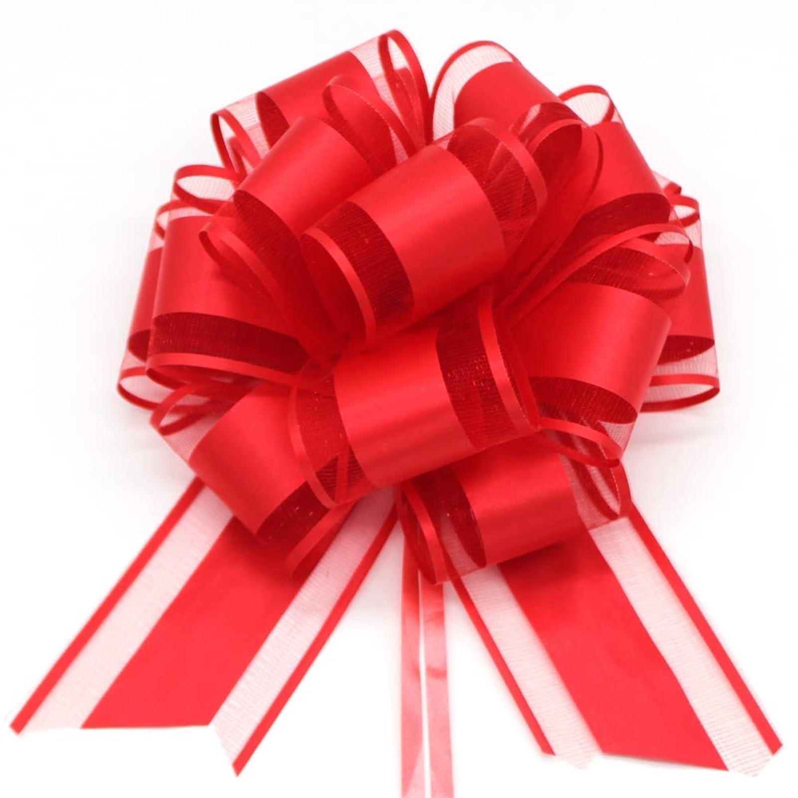 THE WHITE SHOP 5 PCS Large pull bows,white Gift Bow,6 inches,for wrapping gift wedding ribbon bows or flower decorations, Christmas,party birthday,Valentine's Day gift wrapping(white)(Red)