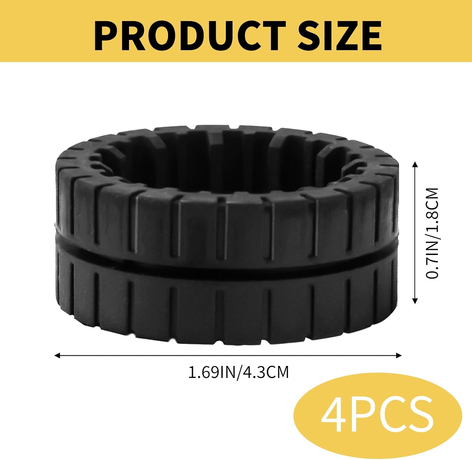 4-Pack Robot Vacuum Wheel Replacement Black Rubber Wheels Compatible with Jet M6 Floor Cleaning Robot, Anti-slip High Adhesion Easy Assembly