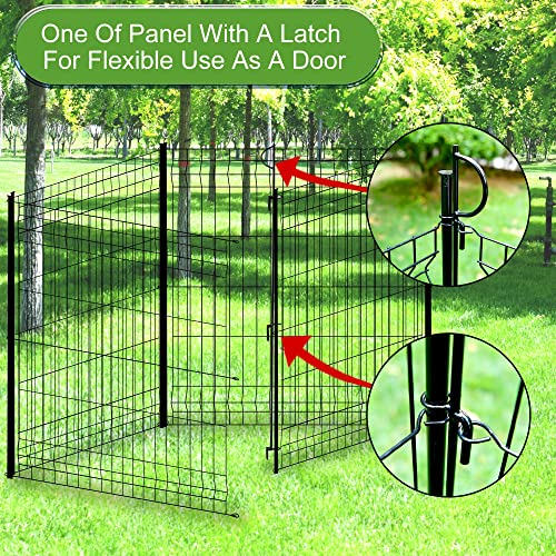 Yeson Decorative Garden Fence, 8 Panels 24 Ft (L) × 44 In (H) Multi-Purpose Outdoor Metal Garden Fence Border, Quick Installation Pet Temporary Dog Fencing For The Yard, Black #TOP4