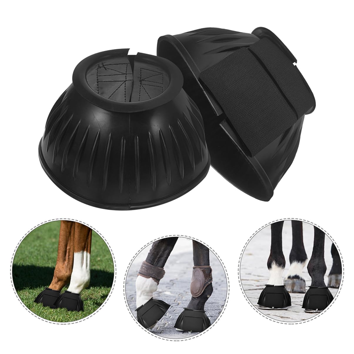 COLLBATH 4 Stück Schwarze Gummi Sehnenstiefel für Pferde, Tragbar
