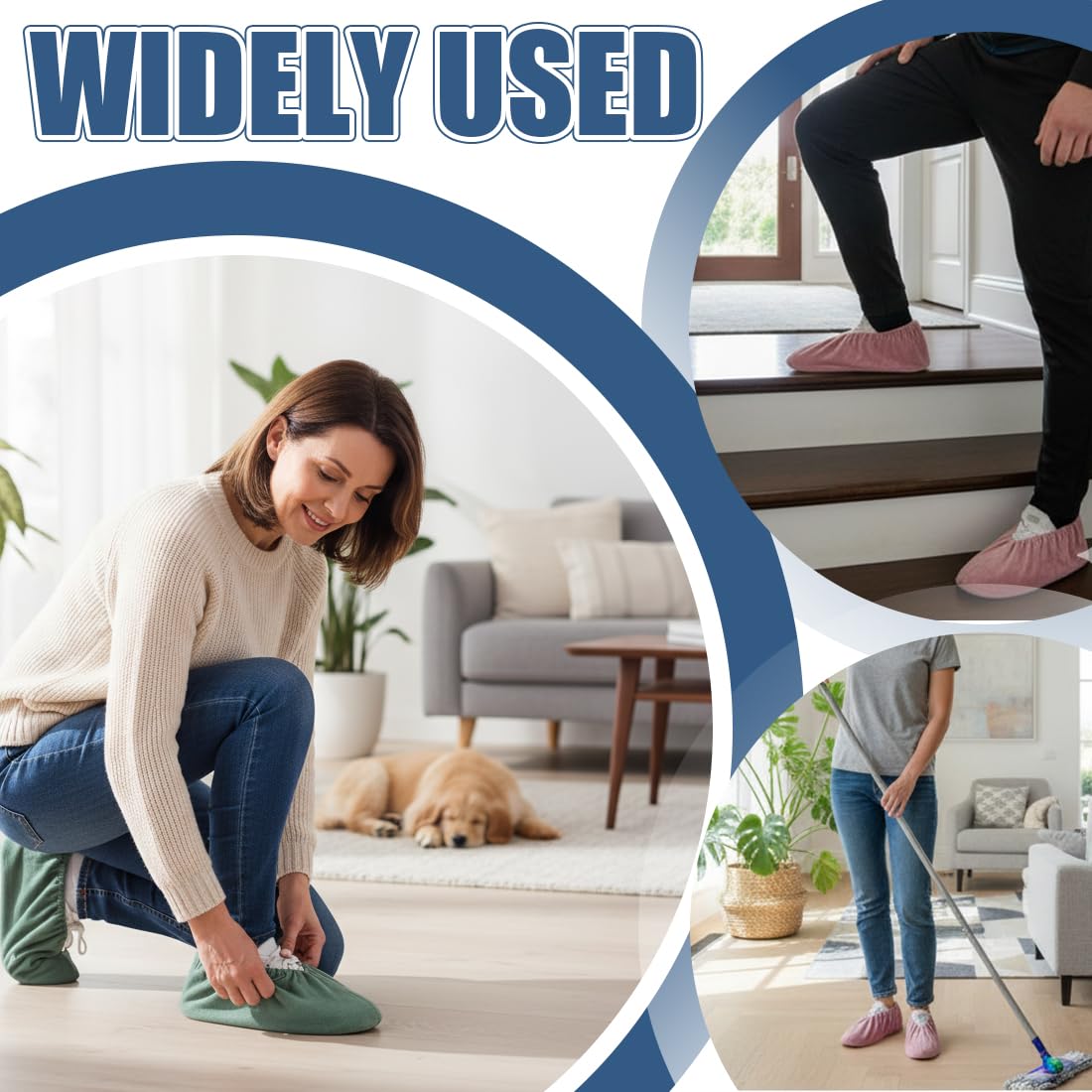 Copriscarpe Lavabili Antiscivolo Resistenti All'usura per Casa Ospiti, 3 Paia (Rosa/Verde/Grigio)