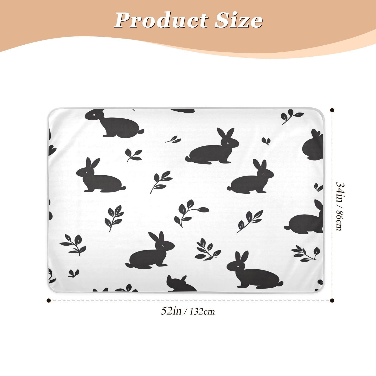 BOESI Doodle Bunny Pattern Waterproof Pads for Bedwetting and Incontinence, Reusable Pads, Reusable Diaper Pads for Bed, Sofa, Travel