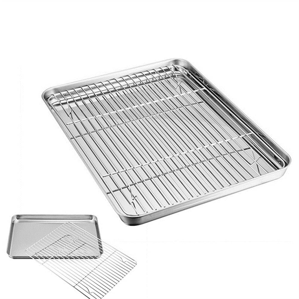 Juego de bandejas para Horno extraíbles de Acero Inoxidable con Rejilla para Enfriar: ¡Ideal para Hornear Pasteles, Galletas y Mucho más!
