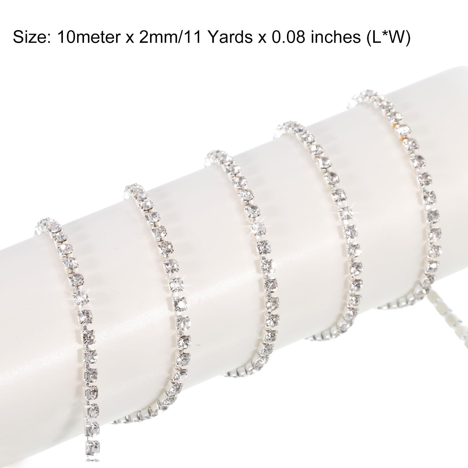 Towenm Rhinestone Chain Roll - 5 Yards, 5mm SS24 Crystal Close Chain Trim For Clothing, Jewelry, Crafts (Mine Gold) - View #8