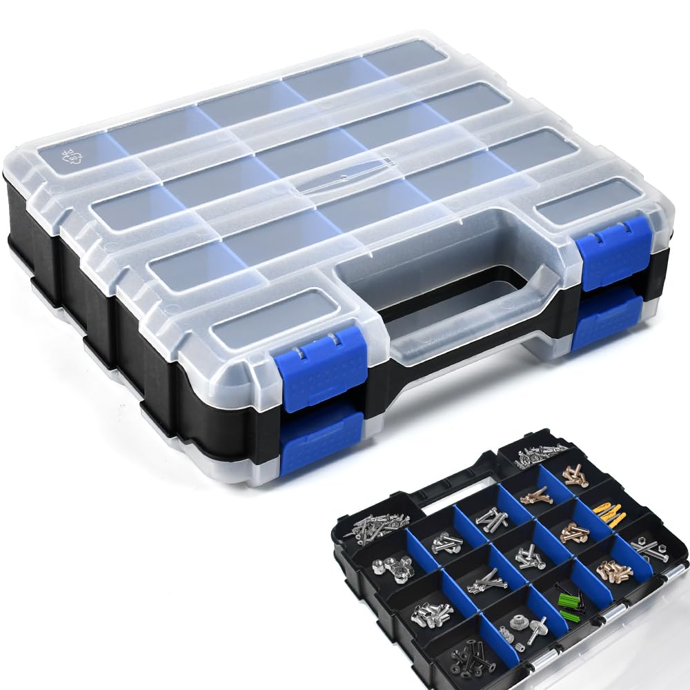 VGECEE Werkzeug-organizer Sortmaster 34 Fächer Werkzeug Kleinteile Organizer Box Koffer Aufbewahrung Werkzeuge Kleinteile Doppelseitige Schrauben Sortierbox Sortierboxen Werkstatt (32 * 27 * 8cm) Bürobedarf & Schreibwaren
