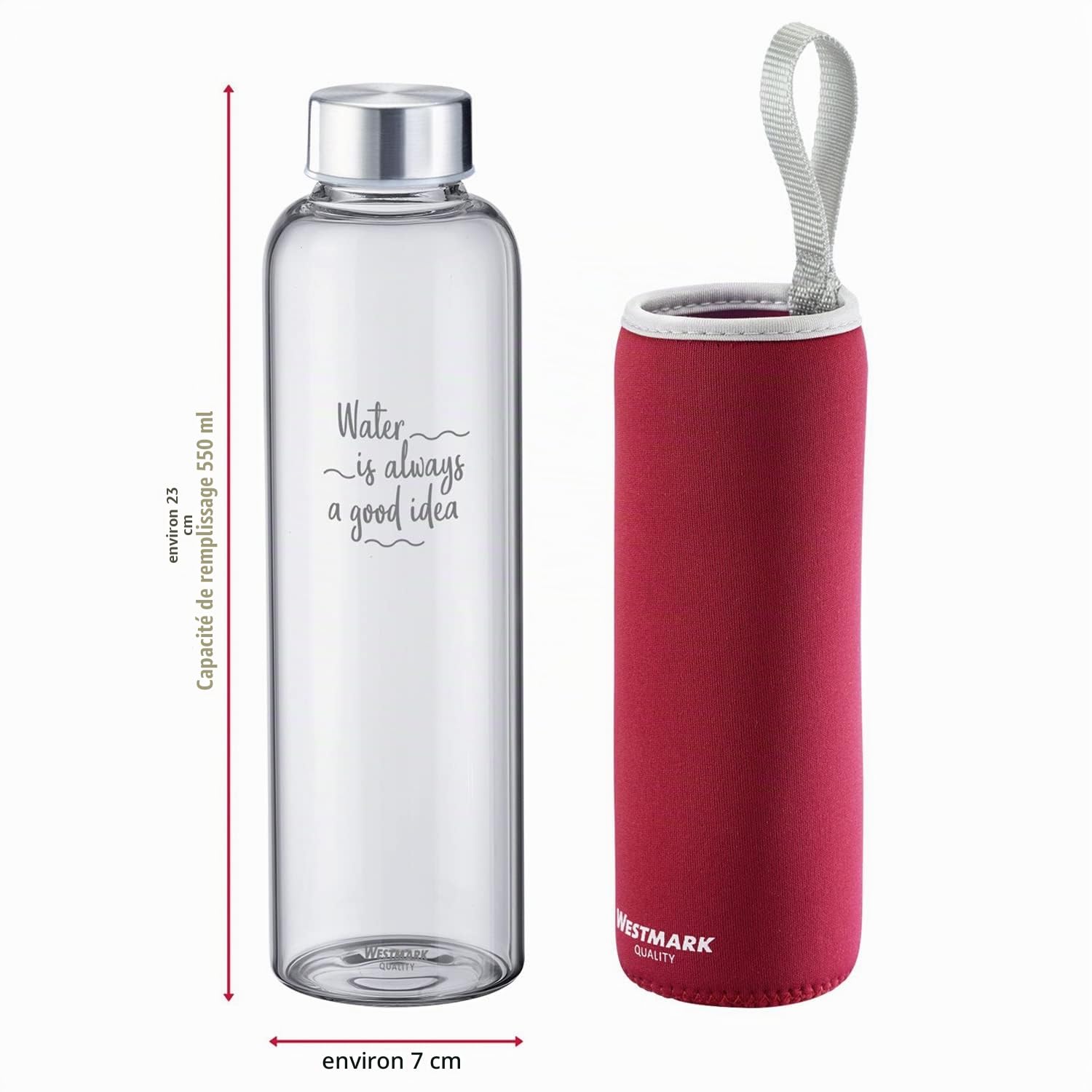 Westmark Set Vélo : 1 Coffre de Vélo pour tous les Porte-bagages + 2 Gourdes de 0,55 litre chacune, Plastique/verre/silicone/caoutchouc, Gerda Touring Tresor, Noir/rouge/anthracite, 5430GEE8